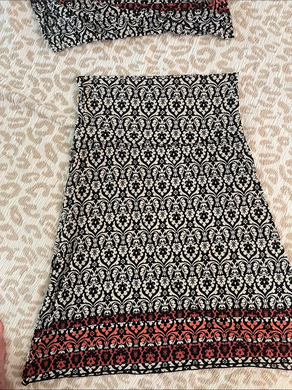 Sophie Max Black and Cream Floral-Scroll Dress